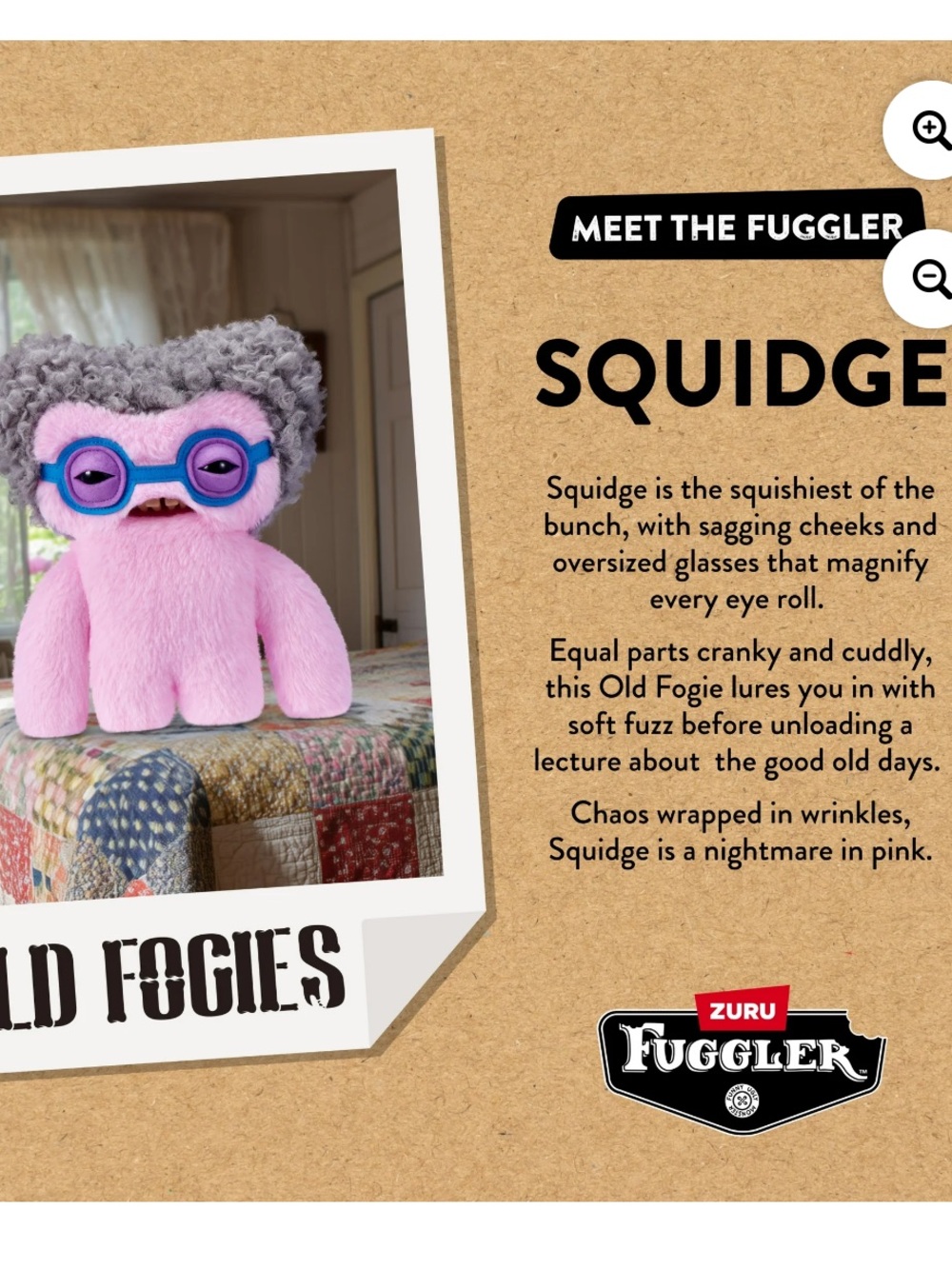 ZURU Fuggler Old Fogies 9-inch plush toy named Squidge - Picture 5 of 17